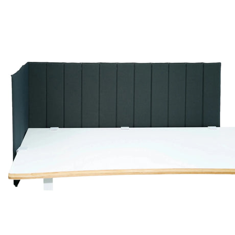 Cloison de table FLEXMIUT ROLL gris foncé avec surpiqûres verticales sur un plateau de table blanc de hjh OFFICE