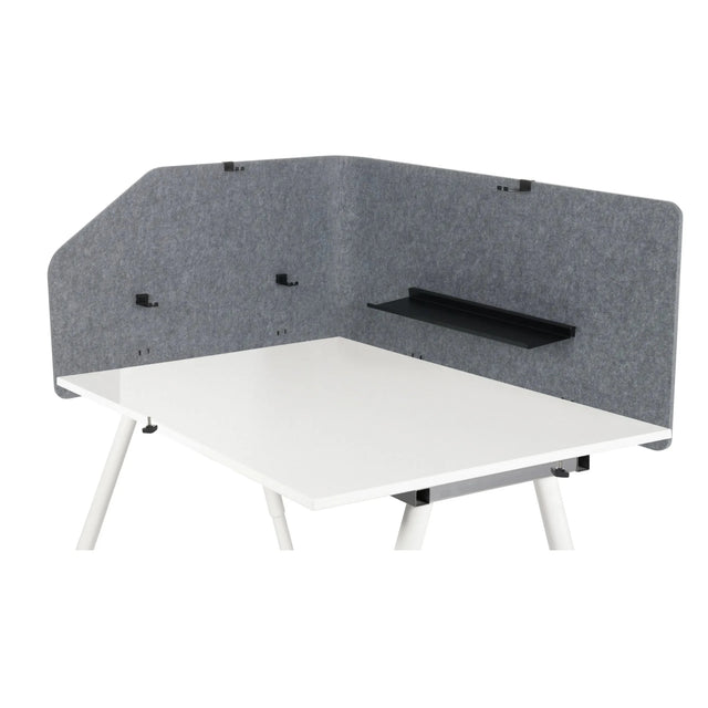 Cloison de table grise FLEXMIUT T TOP avec tablette noire intégrée et supports de hjh OFFICE