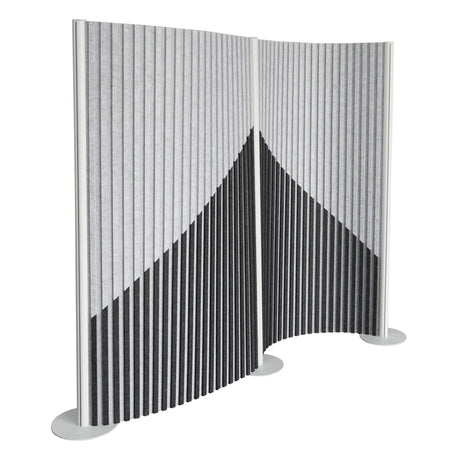 Cloison de séparation grise Flexmiut Wave en tissu plissé avec motif géométrique de hjh OFFICE