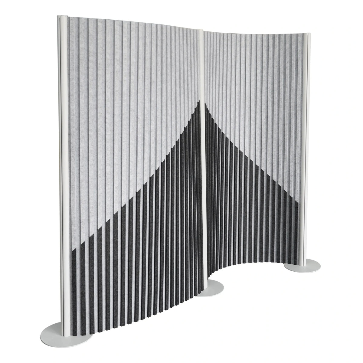 Cloison de séparation grise Flexmiut Wave en tissu plissé avec motif géométrique de hjh OFFICE