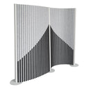 Cloison de séparation grise Flexmiut Wave en tissu plissé avec motif géométrique de hjh OFFICE