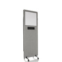 Cloison de séparation FLEXMIUT WB gris clair avec tableau blanc intégré, niche de rangement et roulettes de hjh OFFICE