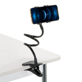 Support de téléphone portable & tablette FLEXMOBI noir avec col de cygne flexible et pince de table de hjh OFFICE