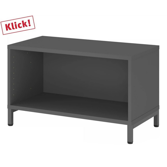 Meuble bas graphite FlexWall avec niche ouverte et socle de hjh OFFICE PRO