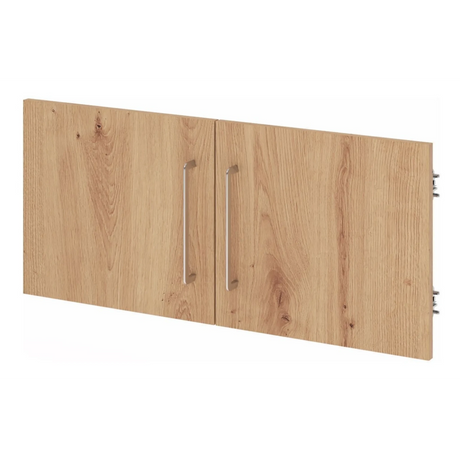 Meuble haut FlexWall aspect chêne frêne avec deux portes et poignées argentées de hjh OFFICE PRO