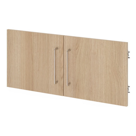Meuble haut FlexWall avec paire de portes aspect chêne et poignées argentées de hjh OFFICE PRO