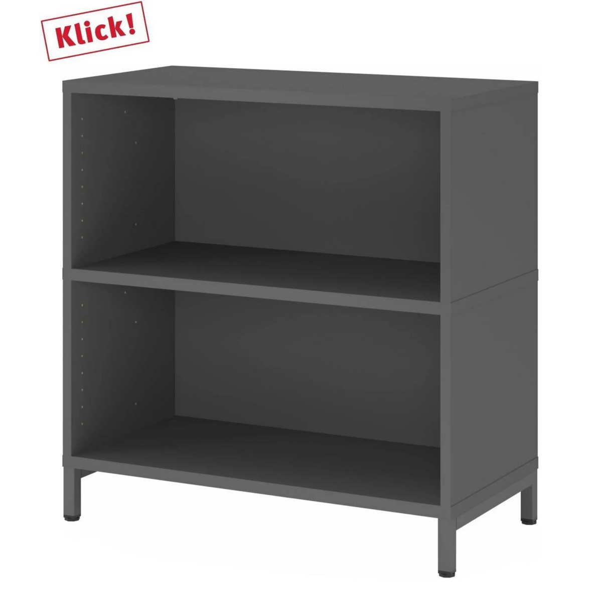 Étagère FlexWall en graphite avec deux niches ouvertes et un socle de hjh OFFICE PRO