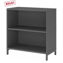 Étagère FlexWall en graphite avec deux niches ouvertes et un socle de hjh OFFICE PRO