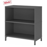 Étagère FlexWall en graphite avec deux niches ouvertes et un socle de hjh OFFICE PRO