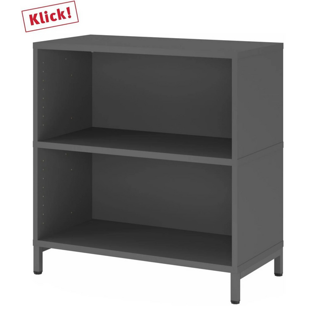 Étagère FlexWall en graphite avec deux niches ouvertes et un socle de hjh OFFICE PRO