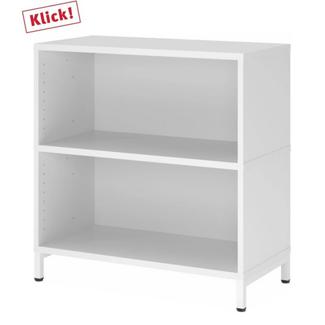 Étagère blanche FlexWall avec deux tablettes ouvertes et un socle de hjh OFFICE PRO