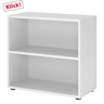 Étagère blanche FlexWall avec deux clayettes ouvertes et pieds noirs de hjh OFFICE PRO