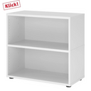 Étagère blanche FlexWall avec deux clayettes ouvertes et pieds noirs de hjh OFFICE PRO