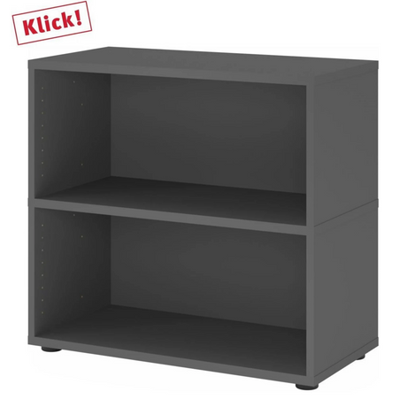Étagère FlexWall en graphite avec deux compartiments ouverts et pieds réglables de hjh OFFICE PRO