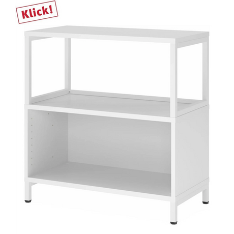 Étagère blanche FlexWall avec deux étagères ouvertes et un socle de hjh OFFICE PRO