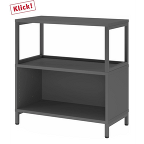 Étagère basse couleur graphite FlexWall avec compartiment ouvert de hjh OFFICE PRO