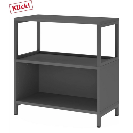 Étagère basse couleur graphite FlexWall avec compartiment ouvert de hjh OFFICE PRO
