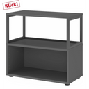Étagère FlexWall en graphite avec cadre ouvert, deux surfaces de rangement et pieds de hjh OFFICE PRO
