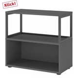 Étagère FlexWall en graphite avec cadre ouvert, deux surfaces de rangement et pieds de hjh OFFICE PRO