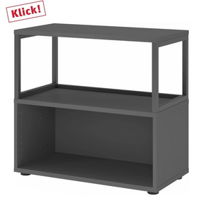 Étagère FlexWall en graphite avec cadre ouvert, deux surfaces de rangement et pieds de hjh OFFICE PRO