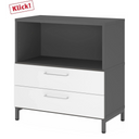 Caisson bas FlexWall graphite et blanc avec deux tiroirs et socle de hjh OFFICE PRO
