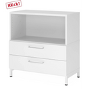 Buffet blanc FlexWall avec deux tiroirs, niche ouverte et socle de hjh OFFICE PRO