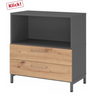 Buffet FlexWall en graphite et chêne frêne avec niche ouverte et deux tiroirs de hjh OFFICE PRO