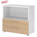 Meuble sous-vasque FlexWall en blanc et chêne avec deux tiroirs et une niche ouverte de hjh OFFICE PRO