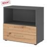 Buffet FlexWall en graphite et chêne frêne avec un compartiment ouvert et deux tiroirs de hjh OFFICE PRO