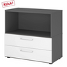 Meuble bas FlexWall en graphite et blanc avec deux tiroirs et un compartiment ouvert de hjh OFFICE PRO