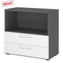 Meuble bas FlexWall en graphite et blanc avec deux tiroirs et un compartiment ouvert de hjh OFFICE PRO
