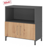 Buffet FlexWall en graphite et chêne frêne avec niche ouverte et deux portes de hjh OFFICE PRO