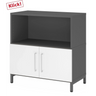 Buffet FlexWall en graphite et blanc avec deux portes et un compartiment ouvert de hjh OFFICE PRO