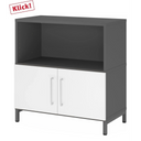 Buffet FlexWall en graphite et blanc avec deux portes et un compartiment ouvert de hjh OFFICE PRO