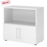 Buffet blanc FlexWall avec niche ouverte et deux portes sur pieds de hjh OFFICE PRO