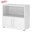 Buffet blanc FlexWall avec niche ouverte et deux portes sur pieds de hjh OFFICE PRO