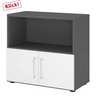 Meuble bas FlexWall en graphite et blanc avec deux portes et une niche ouverte de hjh OFFICE PRO