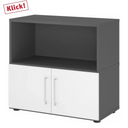 Meuble bas FlexWall en graphite et blanc avec deux portes et une niche ouverte de hjh OFFICE PRO