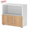 Buffet FlexWall en blanc et chêne noueux avec niche ouverte et deux portes de hjh OFFICE PRO