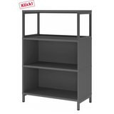 Étagère FlexWall en graphite avec deux niches ouvertes et un cadre supérieur de hjh OFFICE PRO