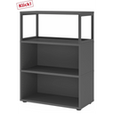 Combinaison d'étagères FlexWall en graphite avec deux caissons, une structure supérieure et des pieds de hjh OFFICE PRO