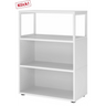 Étagère blanche FlexWall avec trois compartiments ouverts et pieds noirs de hjh OFFICE PRO
