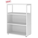 Étagère blanche FlexWall avec trois compartiments ouverts et pieds noirs de hjh OFFICE PRO