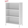 Étagère ouverte FlexWall de couleur blanche avec trois tablettes et un socle de hjh OFFICE PRO