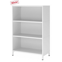 Étagère ouverte FlexWall de couleur blanche avec trois tablettes et un socle de hjh OFFICE PRO