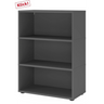 Étagère ouverte FlexWall en graphite avec trois niches et pieds de support de hjh OFFICE PRO