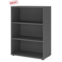 Étagère ouverte FlexWall en graphite avec trois niches et pieds de support de hjh OFFICE PRO