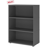 Étagère ouverte FlexWall en graphite avec trois niches et pieds de support de hjh OFFICE PRO