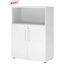 Armoire de bureau blanche FlexWall avec niche ouverte, deux portes et pieds de hjh OFFICE PRO
