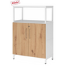 Armoire FlexWall avec façades en chêne rustique, cadre blanc et socle de hjh OFFICE PRO